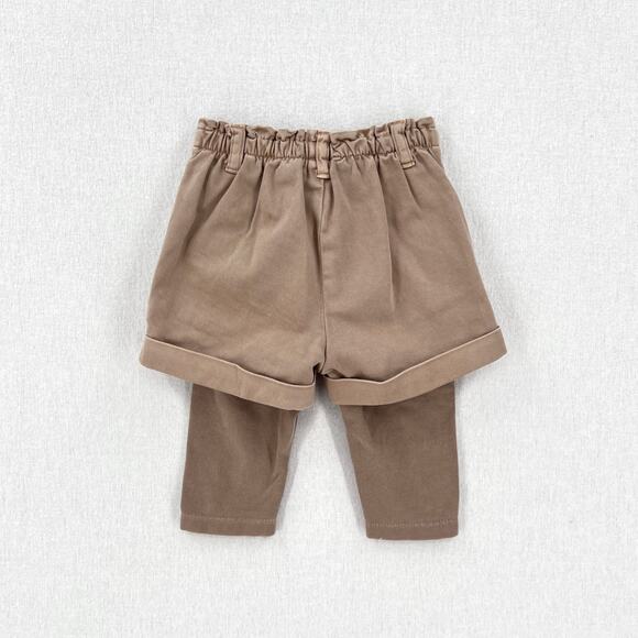 IL GUFO Bermuda Legging Pant Baby Toddler Tan 6 Month Shorts Layered Pull On NEW - Picture 2 of 13
